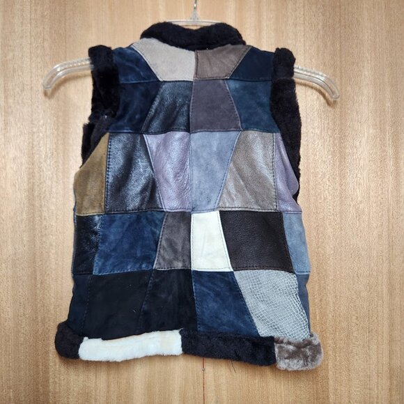 NEW Patchwork Leather Vest Handmade Handcrafted Size Extra Small XS Black Brown - Picture 1 of 11